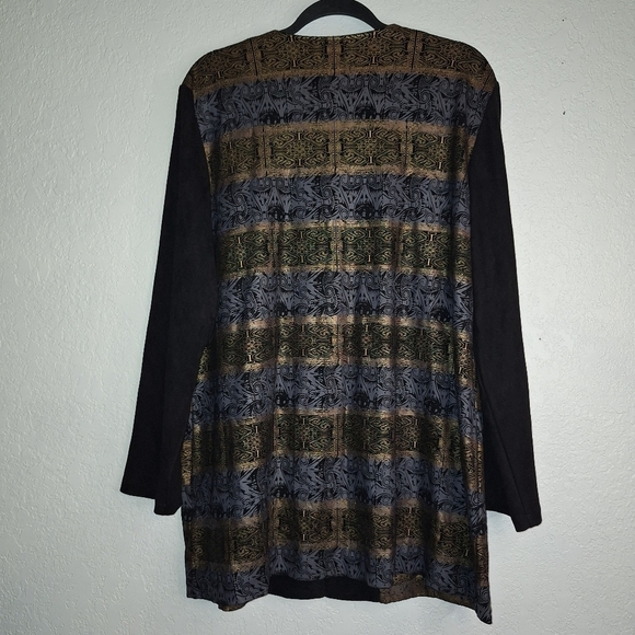 Chico's Sz 3/XL Egyptian Revival Gold Fancy Modernist Jacket Tunic Top Cardigan - Picture 2 of 13
